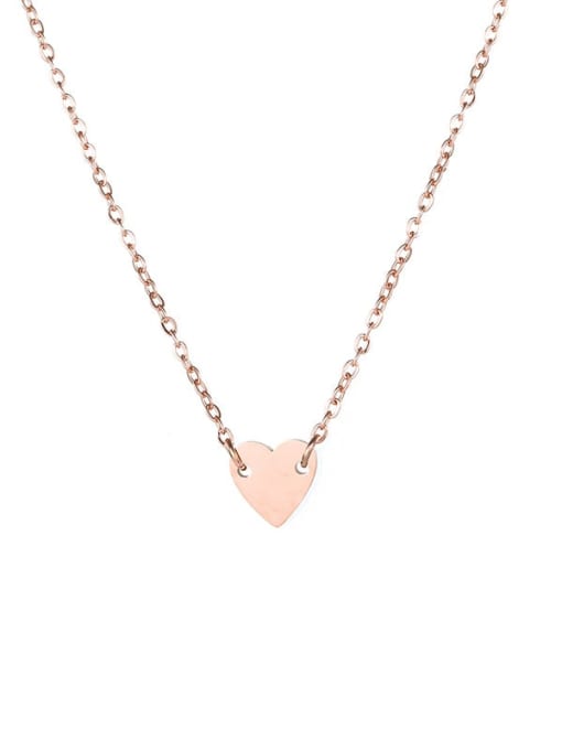 rose gold Color Stainless steel Love heart 7mm Necklace