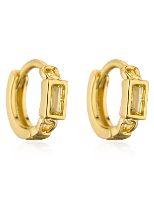 41652 Brass Cubic Zirconia Geometric Minimalist Huggie Earring