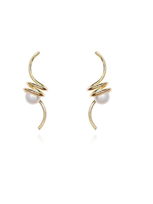 HYACINTH Copper Imitation Pearl Geometric Minimalist Drop Trend Korean Fashion Earring