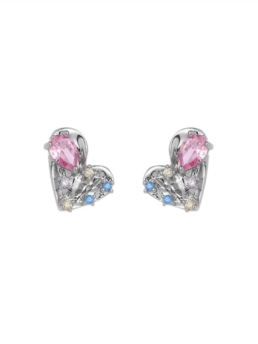 Love earrings Brass Cubic Zirconia Heart Minimalist Stud Earring