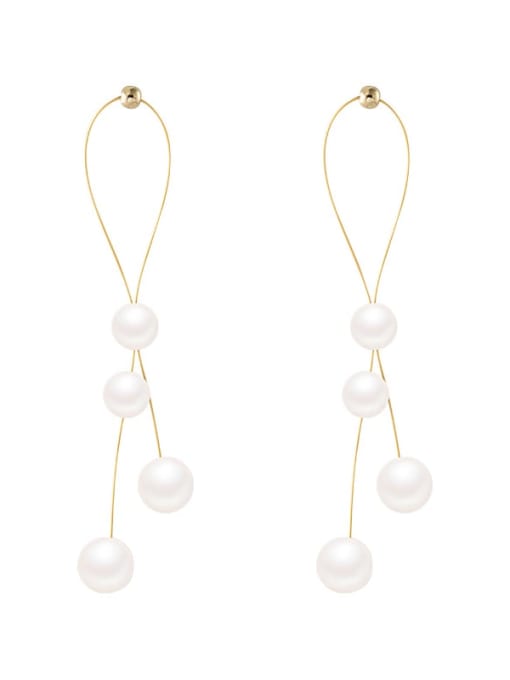 HYACINTH Brass Imitation Pearl Geometric Minimalist Drop Trend Korean Fashion Earring 0