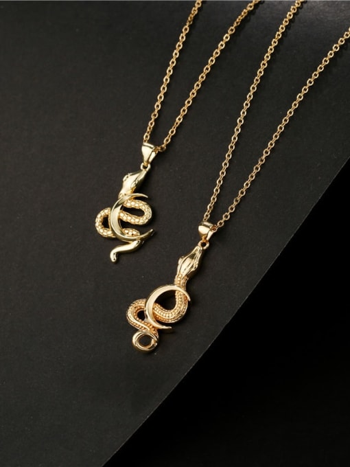 AOG Brass Vintage Snake Pendant Necklace 2