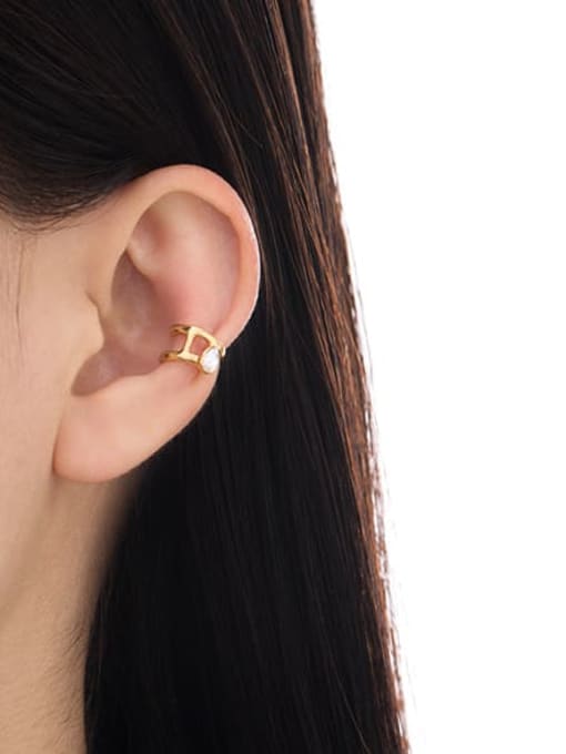 TINGS Brass Cubic Zirconia Water Drop Minimalist Clip Earring(Single) 1