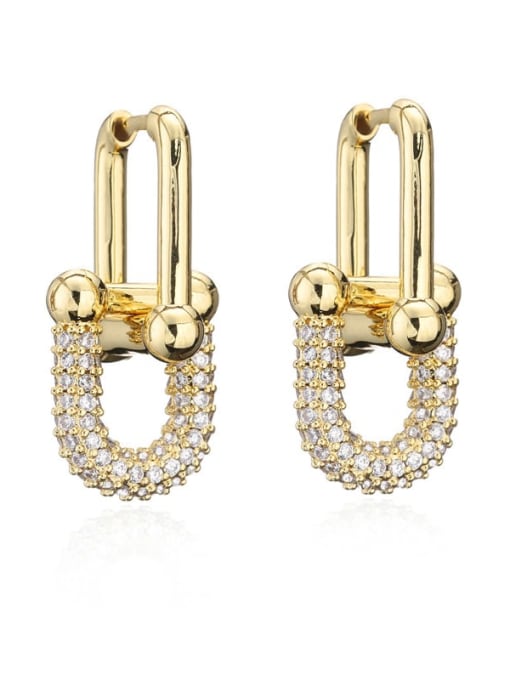 AOG Brass Cubic Zirconia Geometric Vintage Huggie Earring