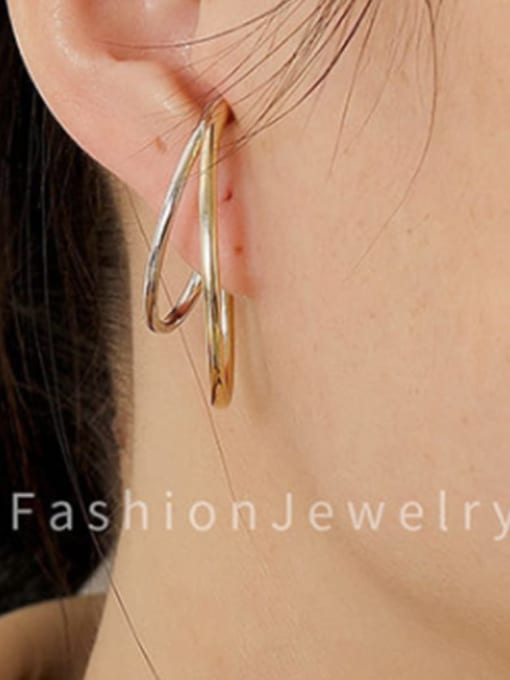 HYACINTH Brass Smooth Geometric Minimalist Clip Trend Korean Fashion Earring 1