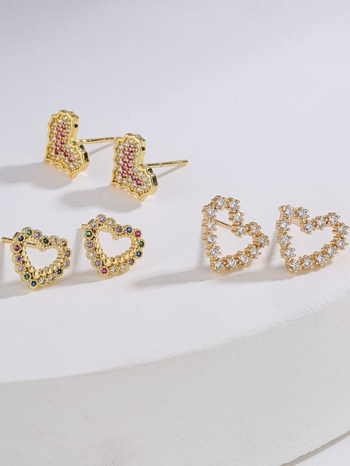 AOG Brass Cubic Zirconia Heart Vintage Stud Earring