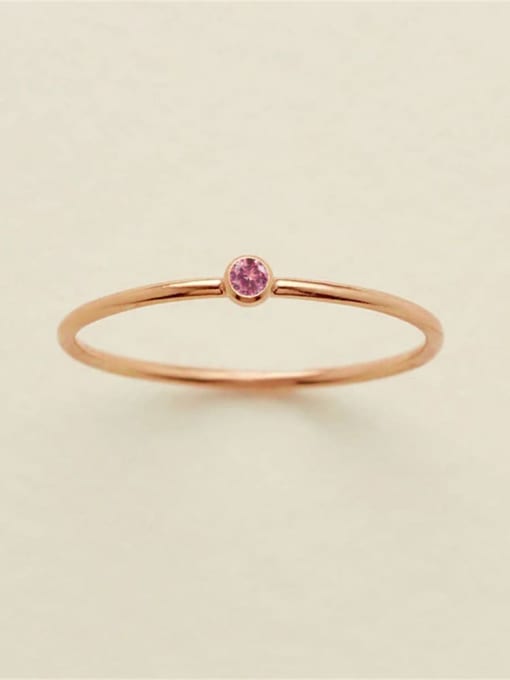 July Rose Red Rose Gold Stainless steel Birthstone Geometric Minimalist Band Ring