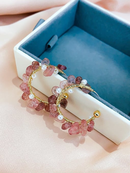 Pink Crystal Alloy Irregular Crystal  Minimalist Stud Earring