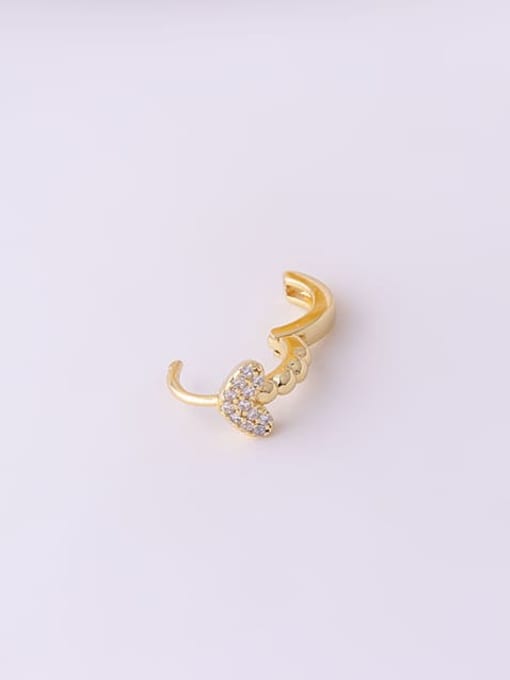 HISON Brass Cubic Zirconia Heart Cute Single Earring(Single_Only One) 2
