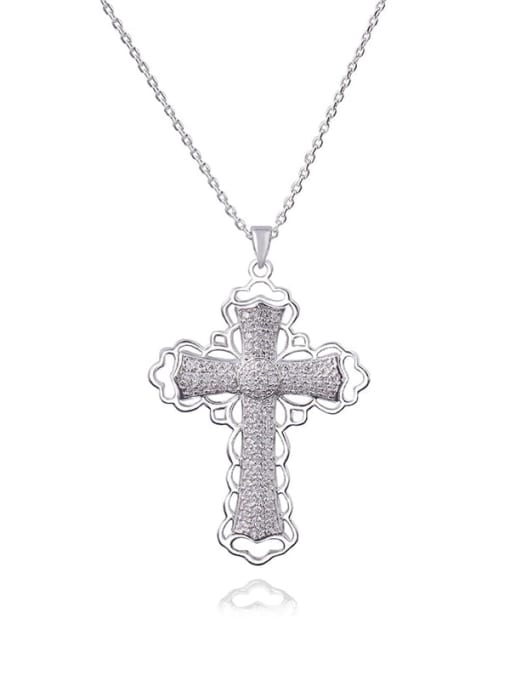 YILLIN Brass Cubic Zirconia Cross Minimalist Regligious Necklace