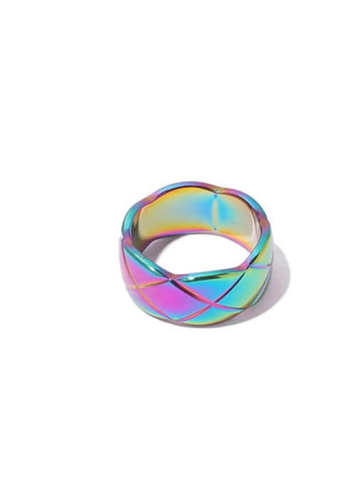 (wide ) colorful Titanium Steel Enamel Geometric Minimalist Band Ring