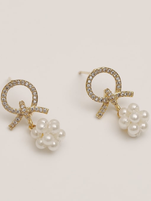 14k Gold Brass Imitation Pearl Geometric Ethnic Drop Trend Korean Fashion Earring