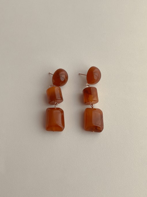 Amber earrings Brass Resin Geometric Vintage Drop Earring