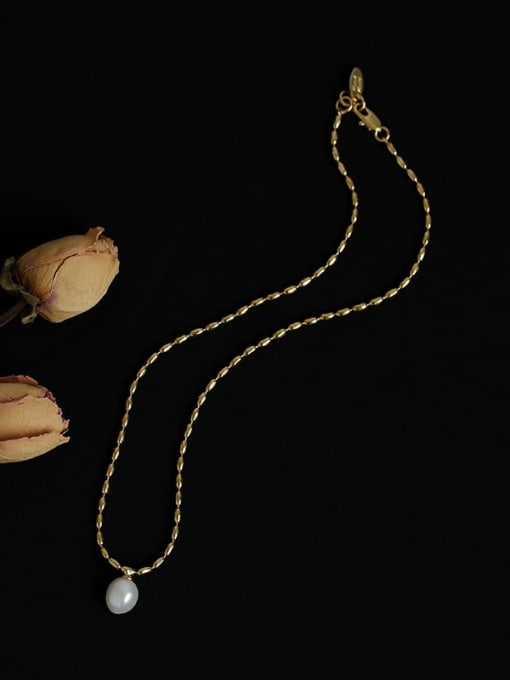 Five Color Brass Imitation Pearl Geometric Vintage Necklace 3