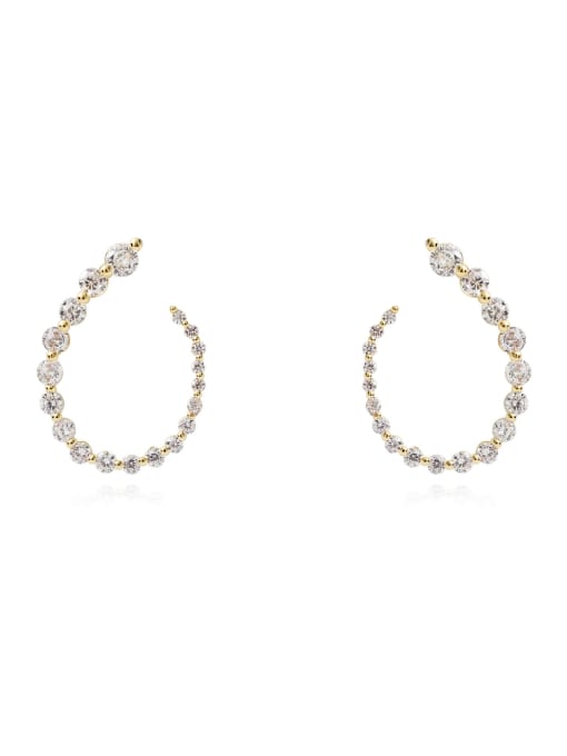 HYACINTH Brass Rhinestone Geometric Minimalist Clip Earring 2