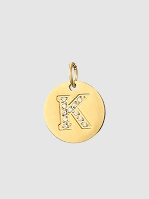 K 14 K gold Titanium 26 Letter Minimalist round pendant Necklace