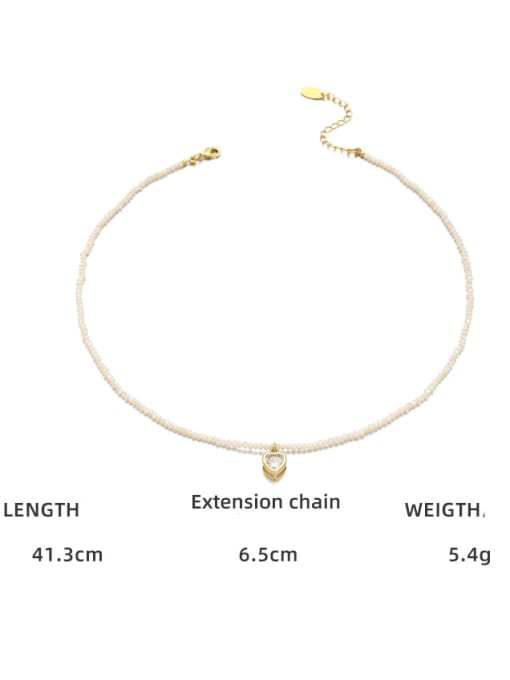 Five Color Titanium Steel Glass beads Heart Minimalist Beaded Necklace 3
