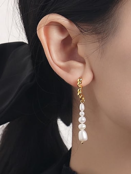 ACCA Brass Imitation Pearl Irregular Minimalist Single Earring 2