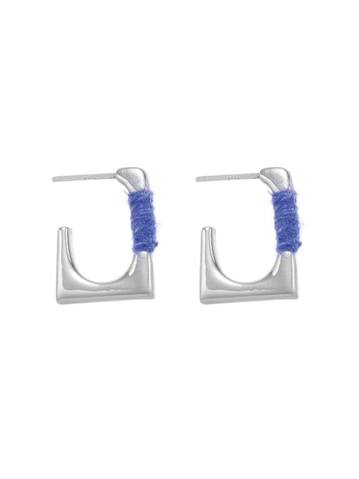 Five Color Brass Velvet Geometric Minimalist Stud Earring 0