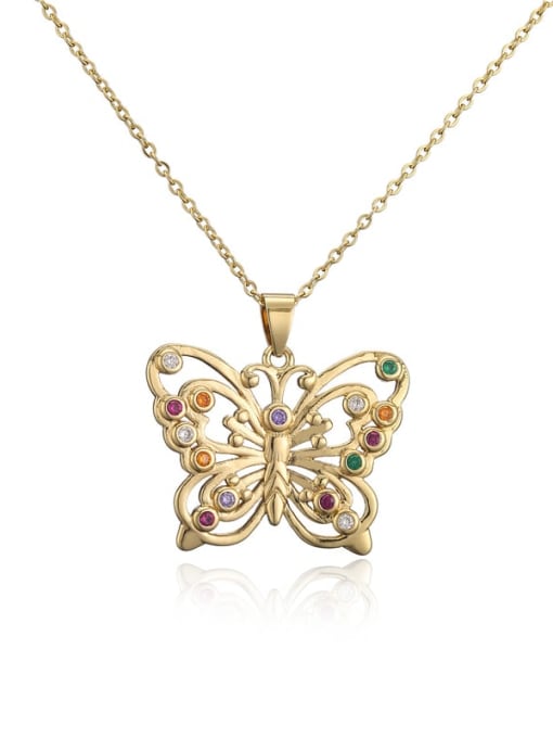 AOG Brass Rhinestone  Trend Butterfly Pendant Necklace 3