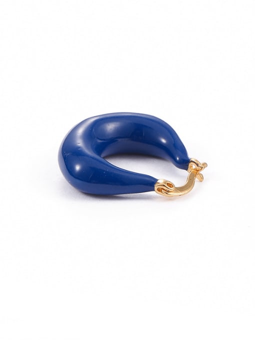 Five Color Brass Enamel single Geometric Minimalist Huggie Earring 2