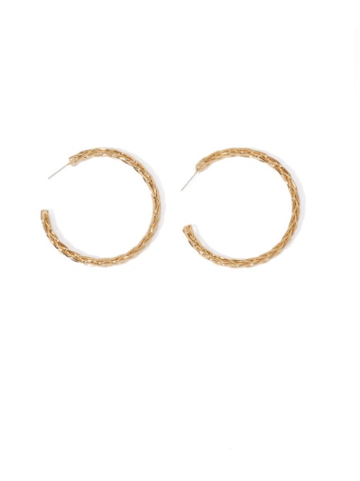 golden Brass Twist C shape Vintage Hoop Earring