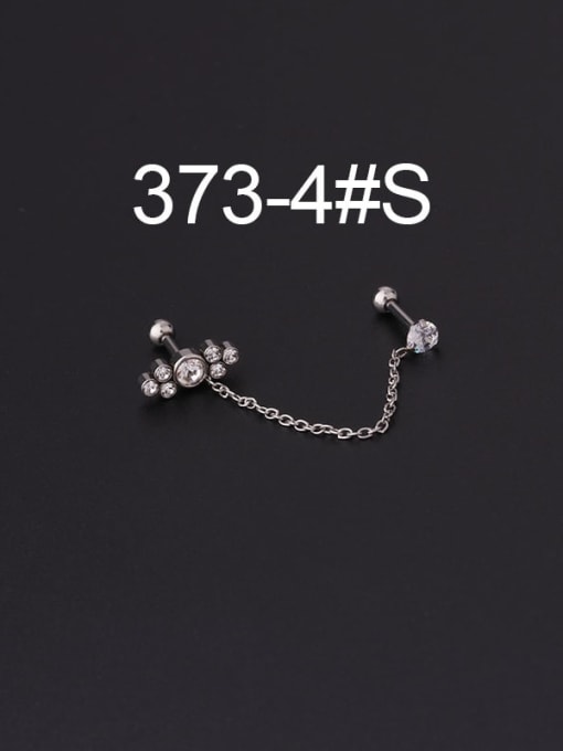 4 Steel Stainless steel Cubic Zirconia Ball Vintage Threader Earring(Single Only One)