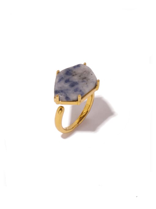 White textured ring Brass Natural Stone Geometric Vintage Band Ring
