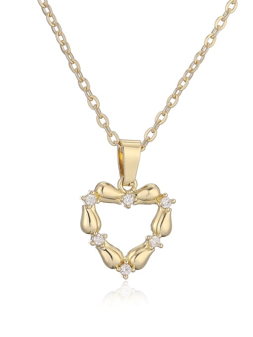 AOG Brass Cubic Zirconia Heart Minimalist Necklace 0
