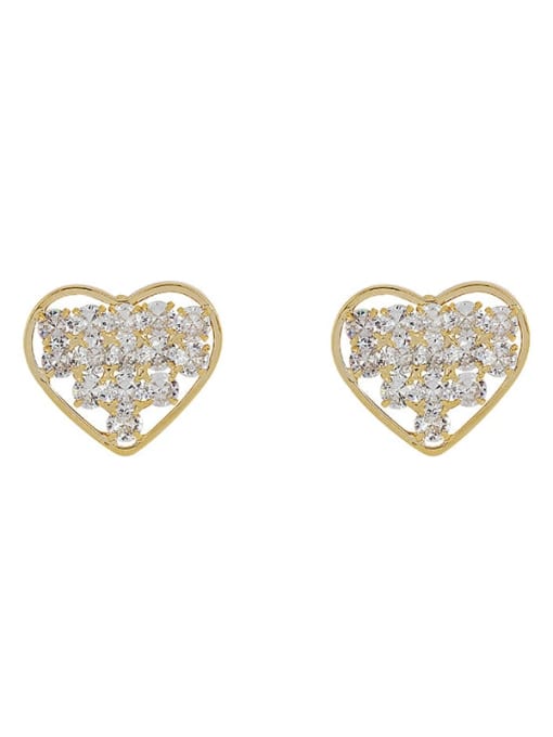 HYACINTH Copper Cubic Zirconia Heart Minimalist Stud Trend Korean Fashion Earring 0