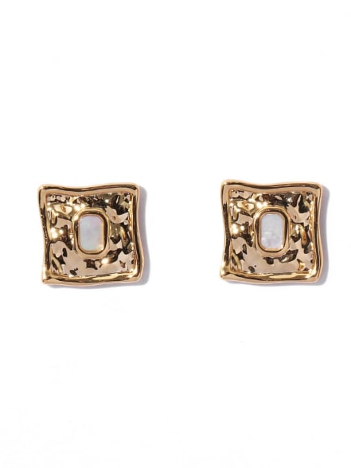 golden Brass Shell Geometric Vintage Stud Earring