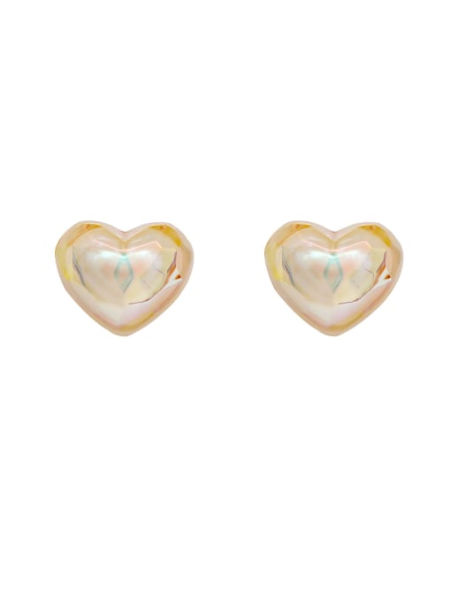 HYACINTH Brass Resin Heart Minimalist Stud Earring 0