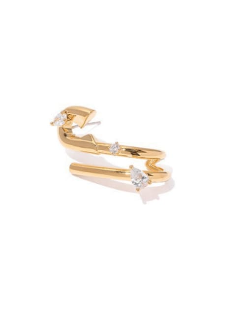 Gold(Single-Only One) Brass Cubic Zirconia Irregular Minimalist Single Earring(Single-Only One)