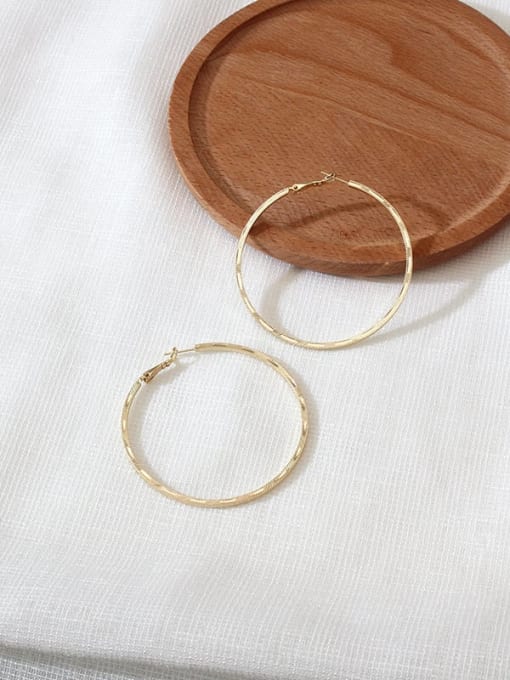 HYACINTH Copper Hollow Round Minimalist Hoop Trend Korean Fashion Earring 0