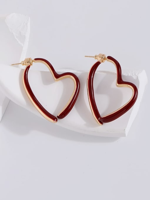 HYACINTH Brass Enamel Heart Minimalist Stud Earring 0