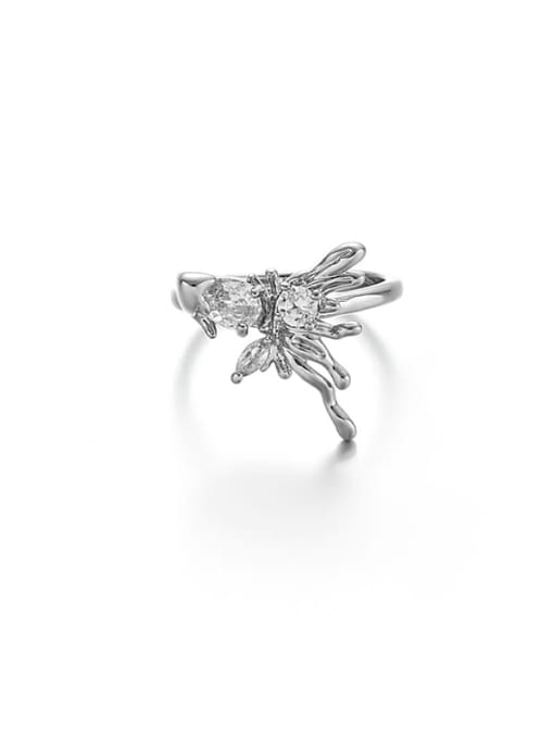 Butterfly Ring Brass Cubic Zirconia Butterfly Hip Hop Band Ring