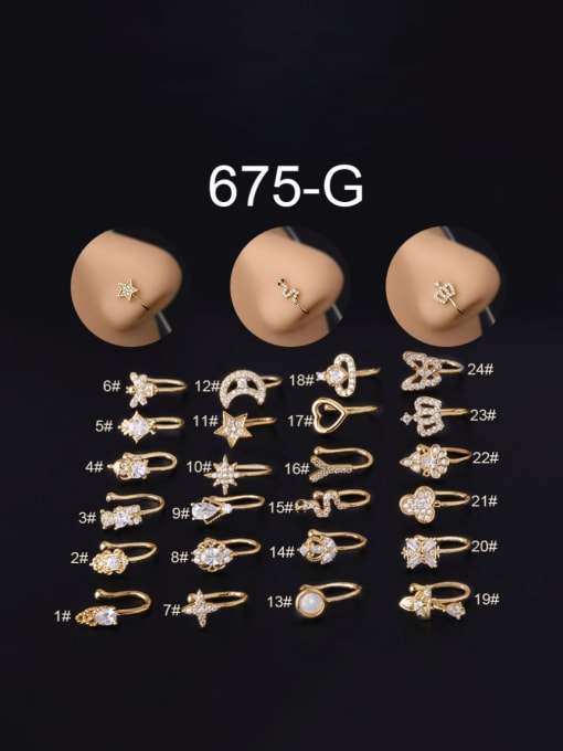 gold Brass Cubic Zirconia Geometric Trend Nose Rings