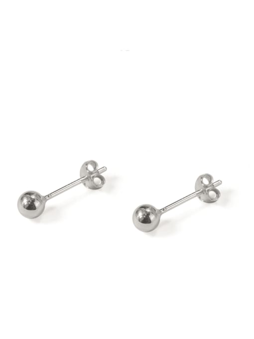 A pair of 4mm Round 925 silver earplugs 925 Sterling Silver Bead Geometric Minimalist Stud Earring