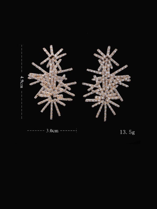 YILLIN Brass Cubic Zirconia Flower Statement Cluster Earring 1
