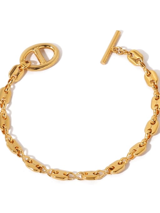 golden Brass Hollow Geometric Chain Vintage Link Bracelet