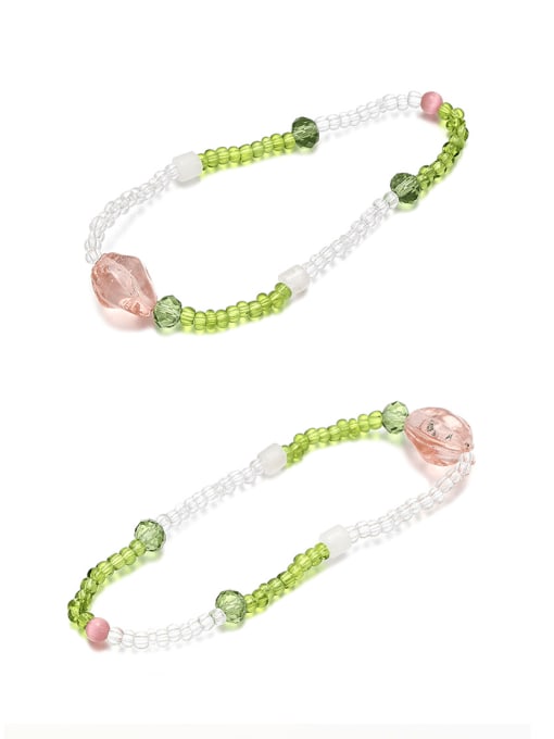 Five Color Brass Natural Stone Glass Beads Multi Color Bohemia Beaded Bracelet 3