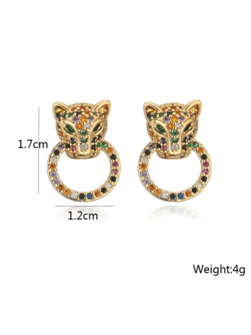 AOG Brass Cubic Zirconia Leopard Vintage Stud Earring 2