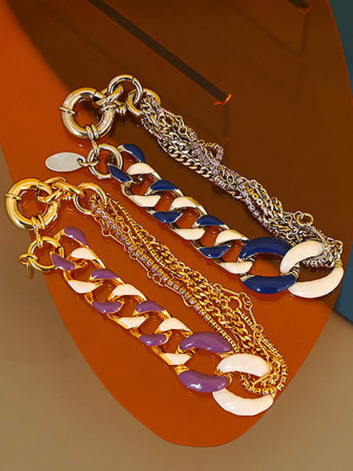 Five Color Brass Enamel Geometric Vintage Strand Bracelet 4