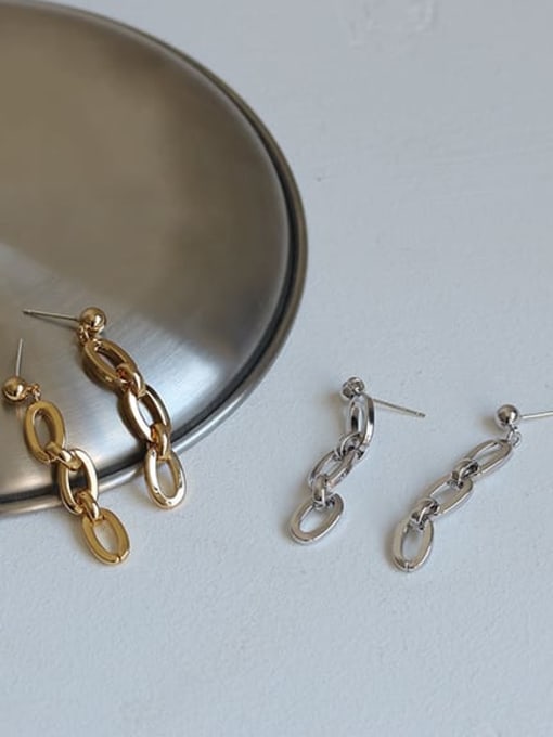 ACCA Brass Hollow Geometric   chain Vintage Drop Earring 2