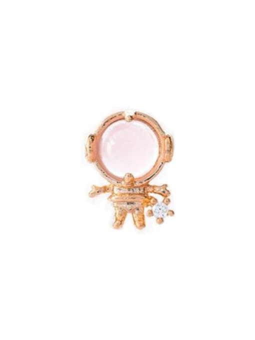 Rose Gold astronaut Brass Cubic Zirconia Irregular Minimalist Stud Earring