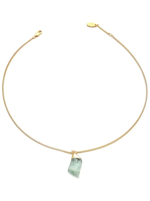 Light green Brass Natural Stone Irregular Minimalist Necklace