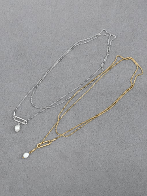Five Color Brass Tassel Minimalist Long Strand Necklace 2