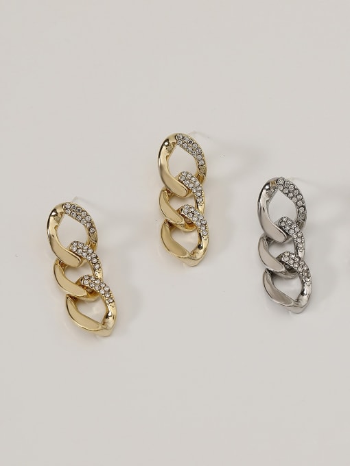 HYACINTH Brass Cubic Zirconia Hollow Geometric Vintage Drop Trend Korean Fashion Earring 3