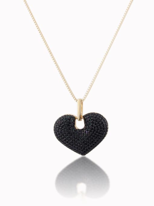 Gold Plated Black zirconium Brass Cubic Zirconia Heart Luxury Necklace