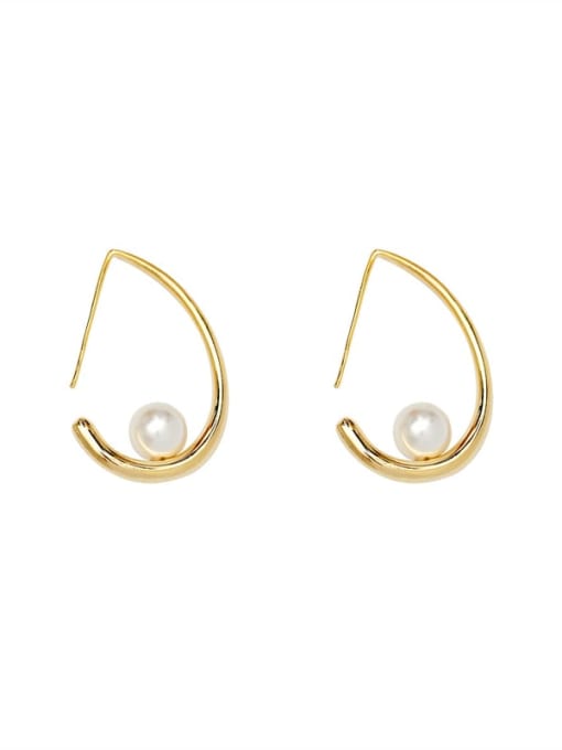 HYACINTH Brass Imitation Pearl Water Drop Minimalist Stud Trend Korean Fashion Earring 0
